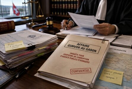 La justice suisse enquête sur un possible système de corruption en lien avec un contrat controversé de Gunvor au Gabon. © GabonReview / Illustration IA