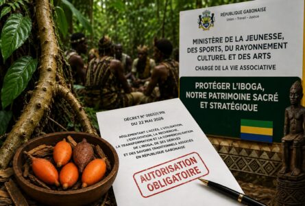 Le Gabon entend reprendre la main sur l’Iboga, son patrimoine le plus convoité. © GabonReview/Illustration IA