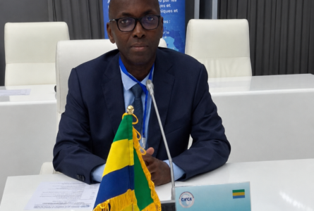 Le ministre de la Justice, Garde des Sceaux, chargé des Droits humains, Augustin Emane, lors de la 61e session du Conseil des ministres Ohada, à Lomé. © D.R.