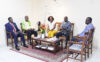 Le Coordonnateur international du programme, Patrick Mouguiama-Daouda, la Commissaire du département en charge de la Promotion du genre à la CEEAC, Nelly Banaken, et les membres de l’organisation. © GabonReview