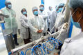 Guy Bertrand Mapangou, le président du CESEC à l’usine de La Santé Pharmaceutique, le 24 juillet 2026. © GabonReview