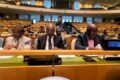 Le ministre de l’Intérieur, de la Sécurité et de la Décentralisation, Adrien Nguema Mba (à droite) et les autres membres de la délégation gabonaise. © D.R.