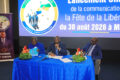 Arthur Sabi Djaboudi accompagné de Tony Engouma et de Bertrand Ebiaghé Angoué, autres membres de la Commission Communication. © GabonReview