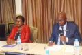 Le ministre de la Justice, Augustin Emane, la Coordinatrice résidente du Système des Nations Unies au Gabon, Fatou Aminata Lo, à l’ouverture des travaux. © D.R.