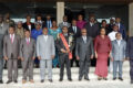 Le président du Conseil, le vice-amiral d’escadre, Yves Keba Malekou, et les membres du Conseil à l’issue de la rencontre. © D.R.