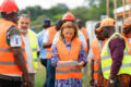 Le ministre de la Santé, le Pr Elsa Nkana Joséphine Ayo épse Bivigou sur le chantier du futur Centre médical du Cap Estérias, le 10 juillet 2026. © D.R.