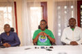 Les responsables de la Ligue des jeunes de l’UDB face à la presse, le 12 juillet 2026 à Libreville. © D.R.