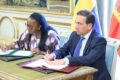 Un moment de la signature de l'accord de consultations politiques avec les deux ministres des Affaires étrangères du Gabon et de l'Espagne, le 16 juillet 2026. © MAUC