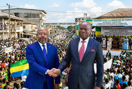 À Makokou, la «Libération» se célèbre. À Libreville, Bilie-By-Nze reste en prison : le 30 août 2026 pourrait-il aussi changer son horizon judiciaire ? © GabonReview (montage)