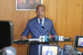 Le ministre de la Communication et des Médias, Germain Biahodjow, face à la presse, le 12 août 2026, à Libreville. © GabonReview