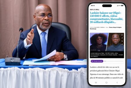 Après la publication de l'article en médaillon, la HAC, présidée par Germain Ngoyo Moussavou (photo) a décidé, lundi 10 août 2026, de suspendre jusqu’à nouvel ordre le média en ligne Infos 241. © Photo montage/GabonReview