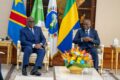 Les présidents Brice Clotaire Oligui Nguema et Félix-Antoine Tshisekedi Tshilombo au palais du bord de mer. © Com. présidentielle