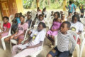 Les enfants du village Ntyatanga lors de l'atelier sur l'apprentissage de la langue Galoa, le 26 août 2026.  © D.R.