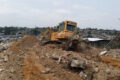 Un engin sur place au niveau de belles peintures sur le site, le 26 août 2026 à Libreville. © GabonReview