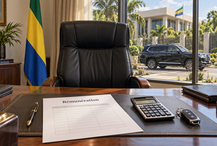 Du salaire à la voiture de fonction, le décret du 14 septembre 2026 fixe les limites des avantages accordés aux dirigeants publics. (Illustration générée par IA) © GabonReview