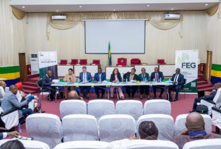 Les membres du bureau de la Fédération des entreprises du Gabon (FEG), le 15 octobre 2026, face aux conseillers. © Com. CESEC