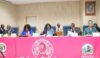 A l’extrême gauche, les ministres Brigitte Onkanowa et Edgard Moukoumbi, Nicole Jeanine Lydie Roboty-Mbou et les autres membres du bureau de la Commission  lors de l’audition. © D.R.
