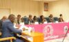 Le ministre de l’Économie, des Finances, de la Dette et des Participations, Thierry Minko, et la ministre de la Planification et de la Prospective, Louise Pierrette Mvono, accompagnés des députés. © D.R.