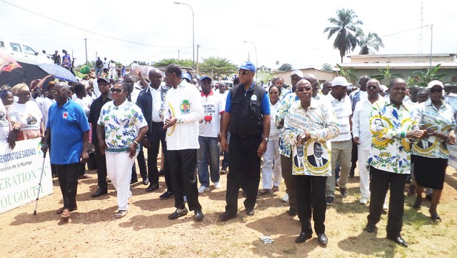 Les leaders du PDG de la Nyanga, en novembre 2014 à Tchibanga. © Gabonreview